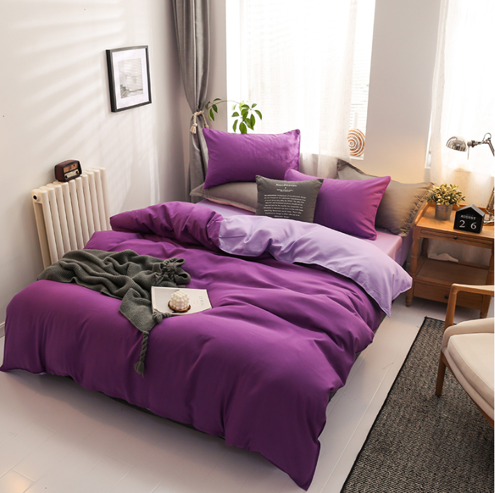 Luxe Home 4 Piece Quilt Cover Bedding Set (Purple & Lilac) - Double Size