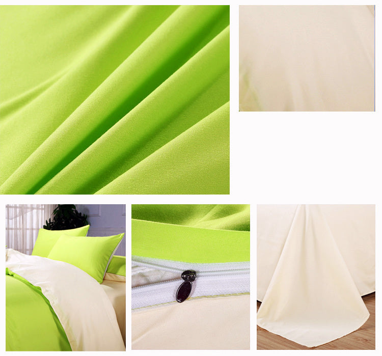 Luxe Home 4 Piece Quilt Cover Bedding Set (Fresh Green & Cream) - Single Size