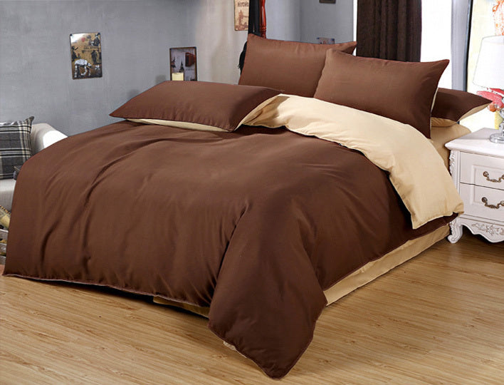 Luxe Home 4 Piece Quilt Cover Bedding Set (Chocolate & Cream) - Single Size