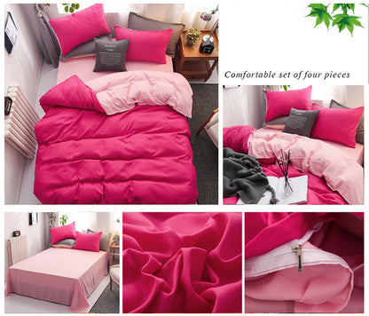 Luxe Home 4 Piece Quilt Cover Bedding Set (Hot Pink) - Single Size