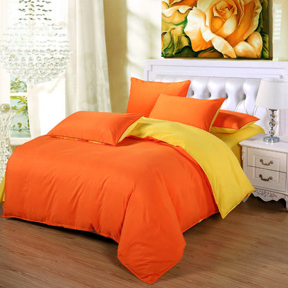 Luxe Home 4 Piece Quilt Cover Bedding Set (Hot Orange & Yellow) - Single Size