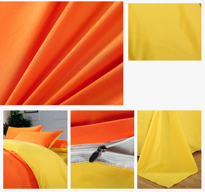 Luxe Home 4 Piece Quilt Cover Bedding Set (Hot Orange & Yellow) - Single Size