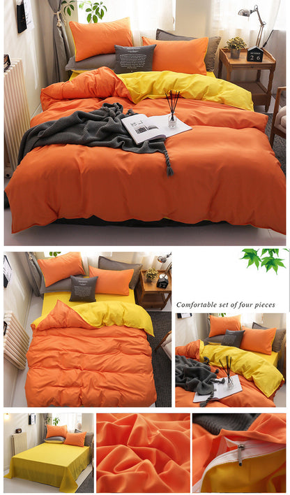 Luxe Home 4 Piece Quilt Cover Bedding Set (Hot Orange & Yellow) - Single Size