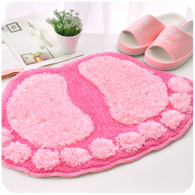 Soft Footprint Bathroom /Bedroom Doormat Rug Mat (Red/Pink Mixed)