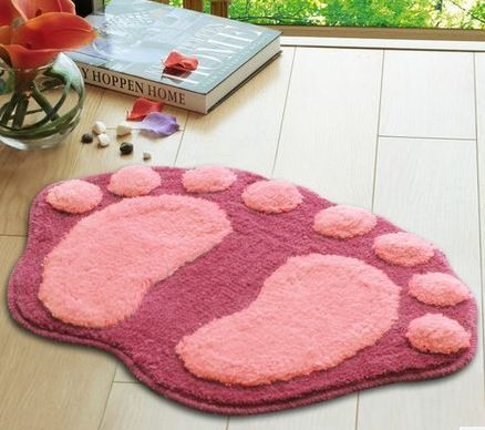 Soft Footprint Bathroom /Bedroom Doormat Rug Mat (Red/Pink Mixed)