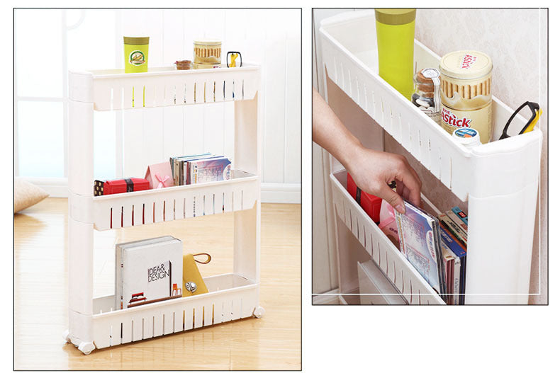 Smart Space 3 Level Side Bottle Storage Shelf with Wheels