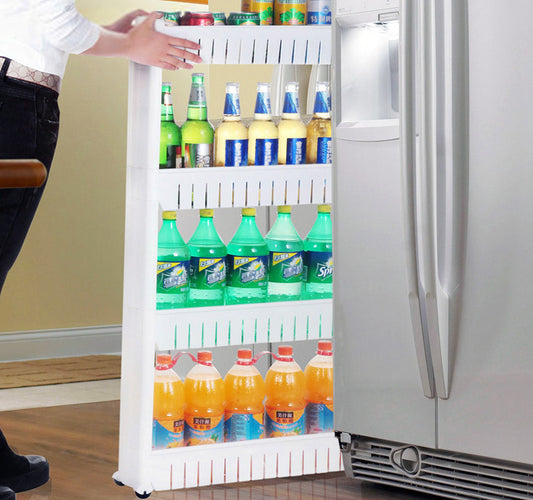 Smart Space 4 Level Side Bottle Storage Shelf with Wheels