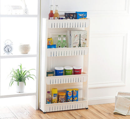 Smart Space 4 Level Side Bottle Storage Shelf with Wheels