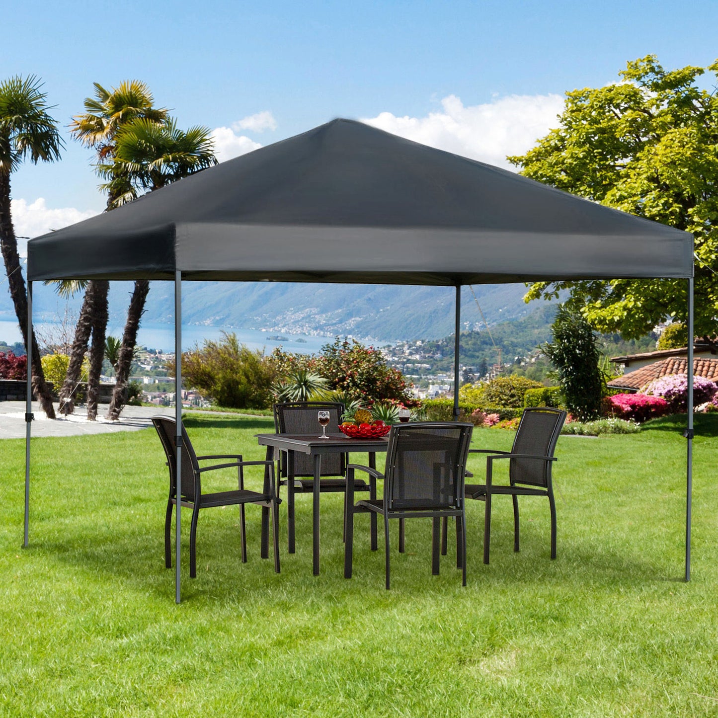 3m x 3m Outdoor Market Gazebo Tent Marquee (Black)