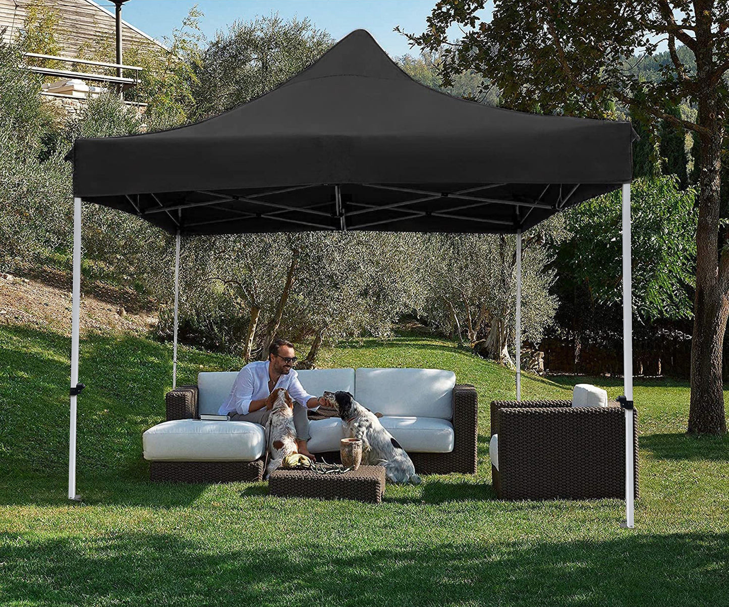 Varossa Automatic 3m x 3m Pop Up Outdoor Gazebo Tent Marquee (Black)