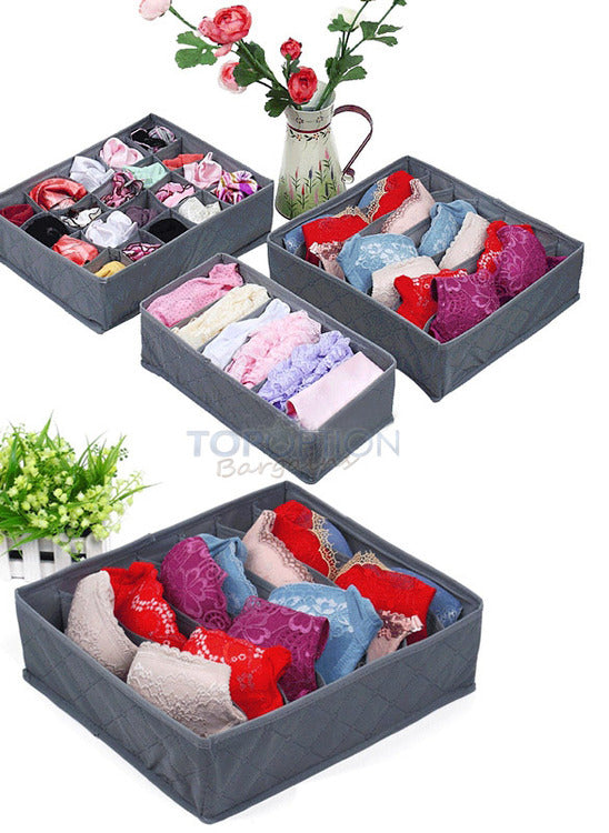 3 PC Set Bamboo Charcoal Closet Wardrobe Storage Boxes Bags Clothes Organiser Cases