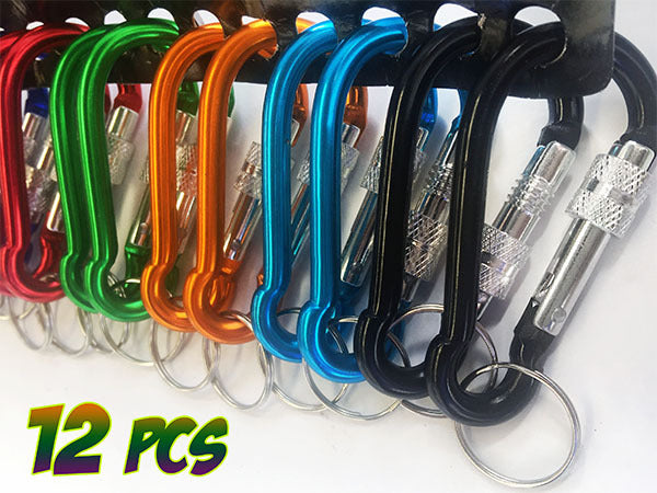 12PK Large Screw Lock Carabiner Clips with Key Holder