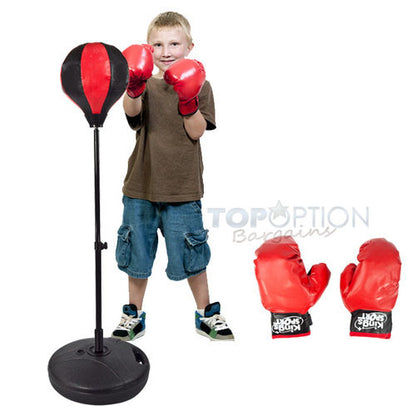 Kids Speed Ball Stand Punching Boxing Bag Glove Set