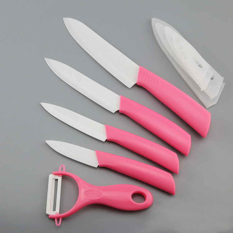 6 Piece Ceramic Knife Set Kitchen Knives Ultra Sharp Blades Pink