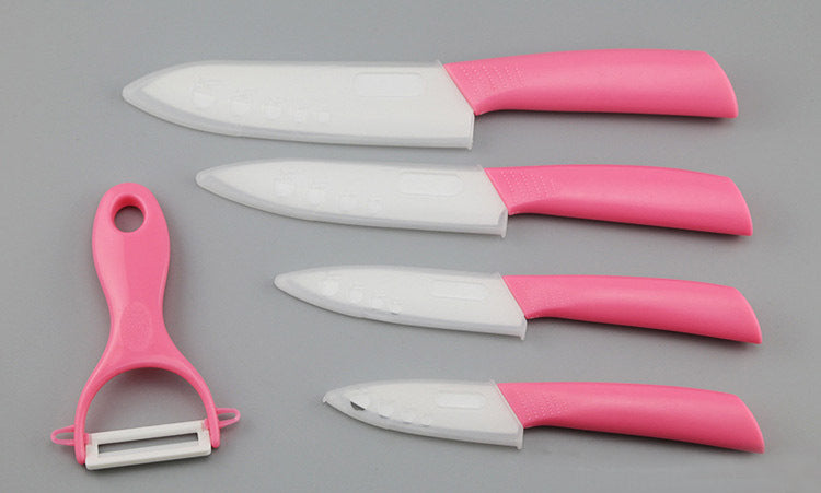 6 Piece Ceramic Knife Set Kitchen Knives Ultra Sharp Blades Pink