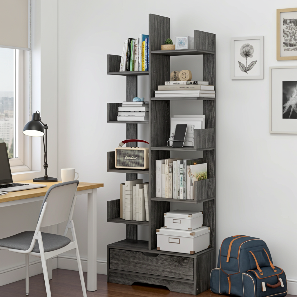8-Tier 11-Shelf Display Storage Utility Book Shelf Bookcase Shelving (Driftwood Grey)