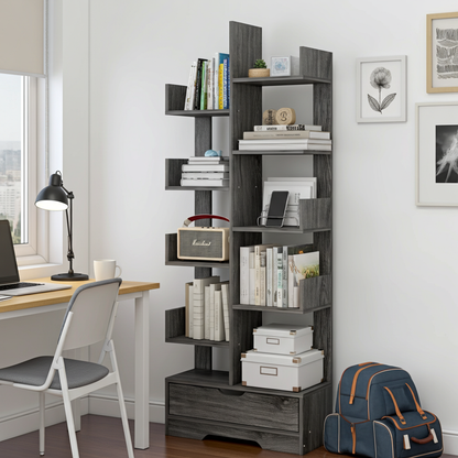 8-Tier 11-Shelf Display Storage Utility Book Shelf Bookcase Shelving (Driftwood Grey)