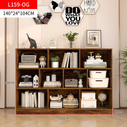 9 Shelving Insight Bookshelf Display Cabinet Bookcase Shelf Organiser (Rustic Wood)