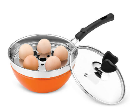 2PCS Multipurpose Stainless Steel Pots Cooker Boiler Steamer Egg Poacher Cookware Set