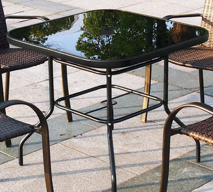 Alfresco 80cm Square Mirrored Tempered Glass Table