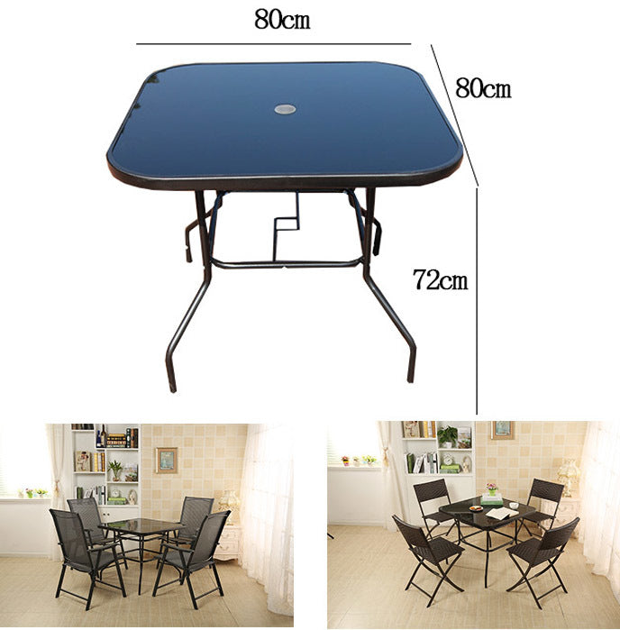 Alfresco 80cm Square Mirrored Tempered Glass Table