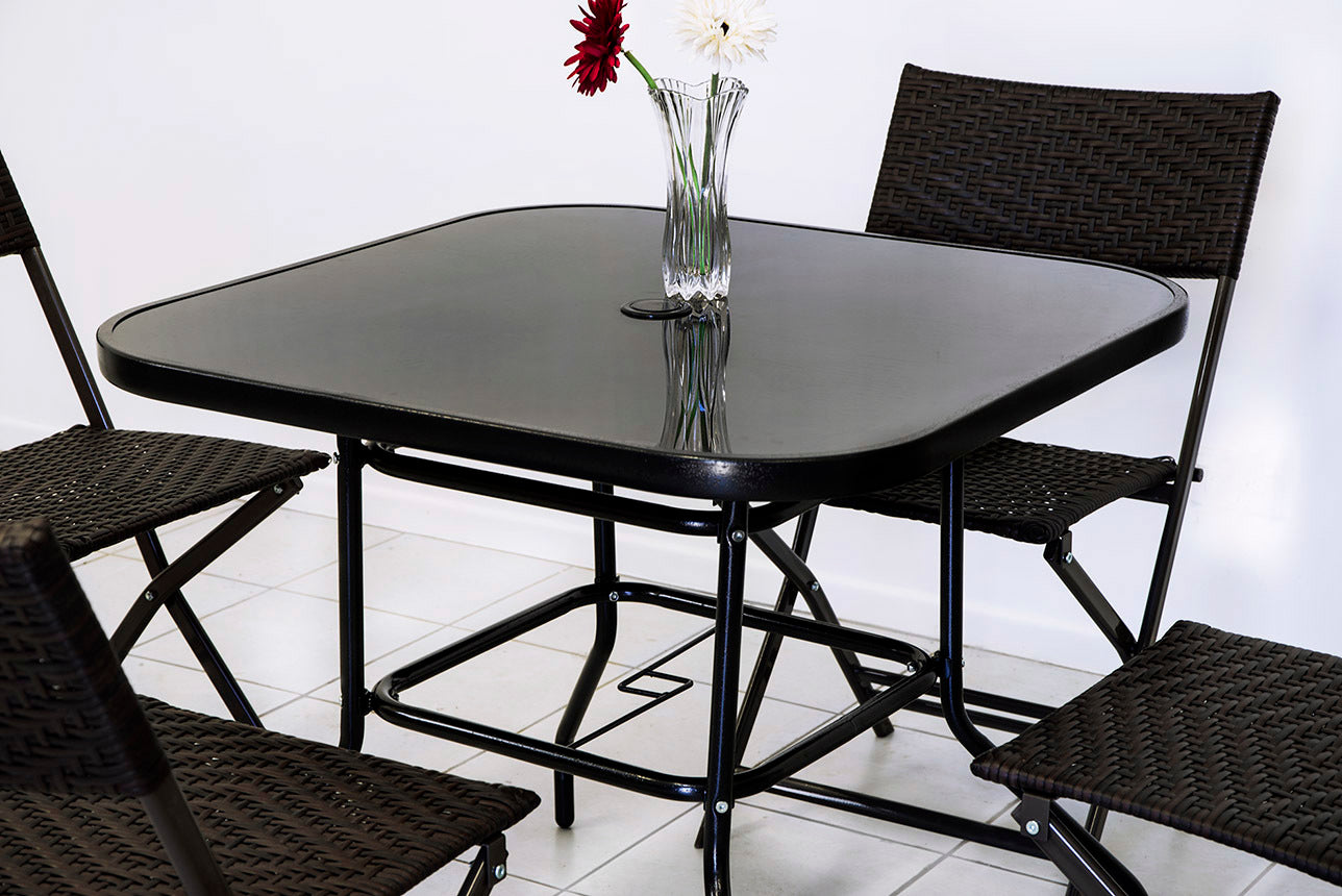 Alfresco 80cm Square Mirrored Tempered Glass Table