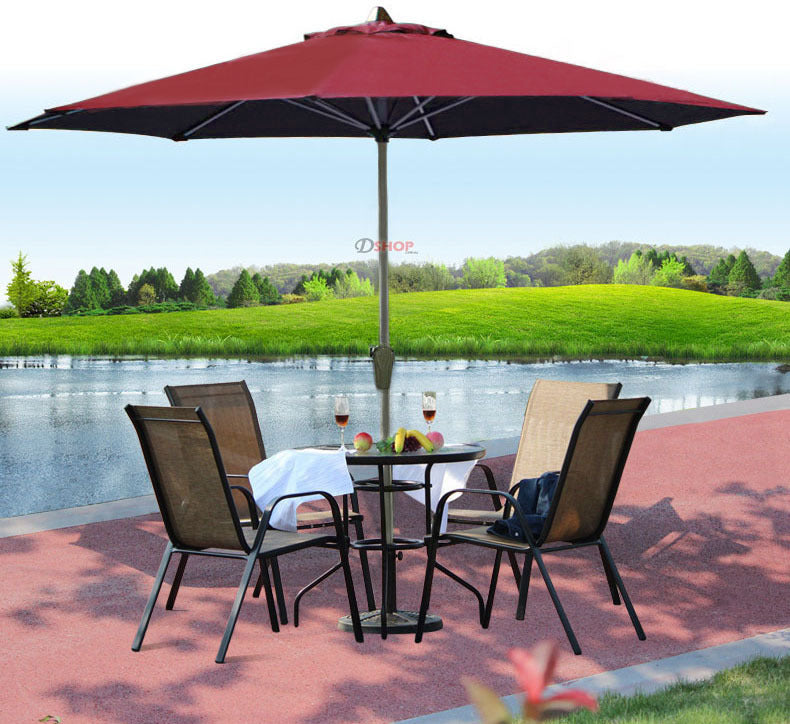 Alfresco 3m Steel Outdoor Garden Patio Market Umbrella (Maroon)