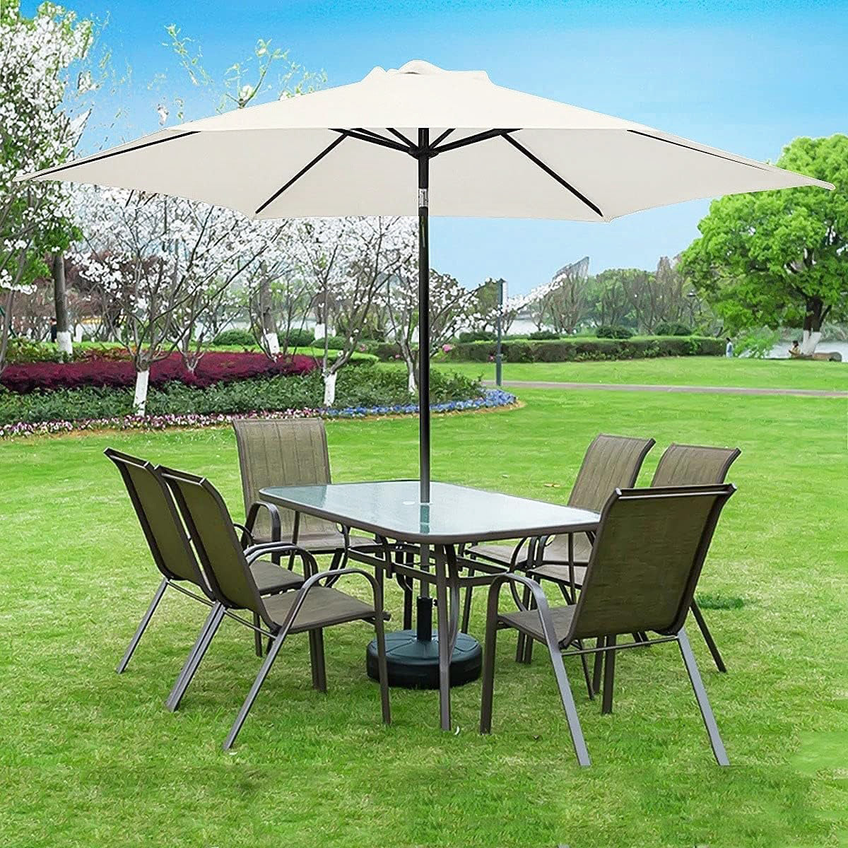 Alfresco 3m Steel Outdoor Garden Patio Market Umbrella (White)