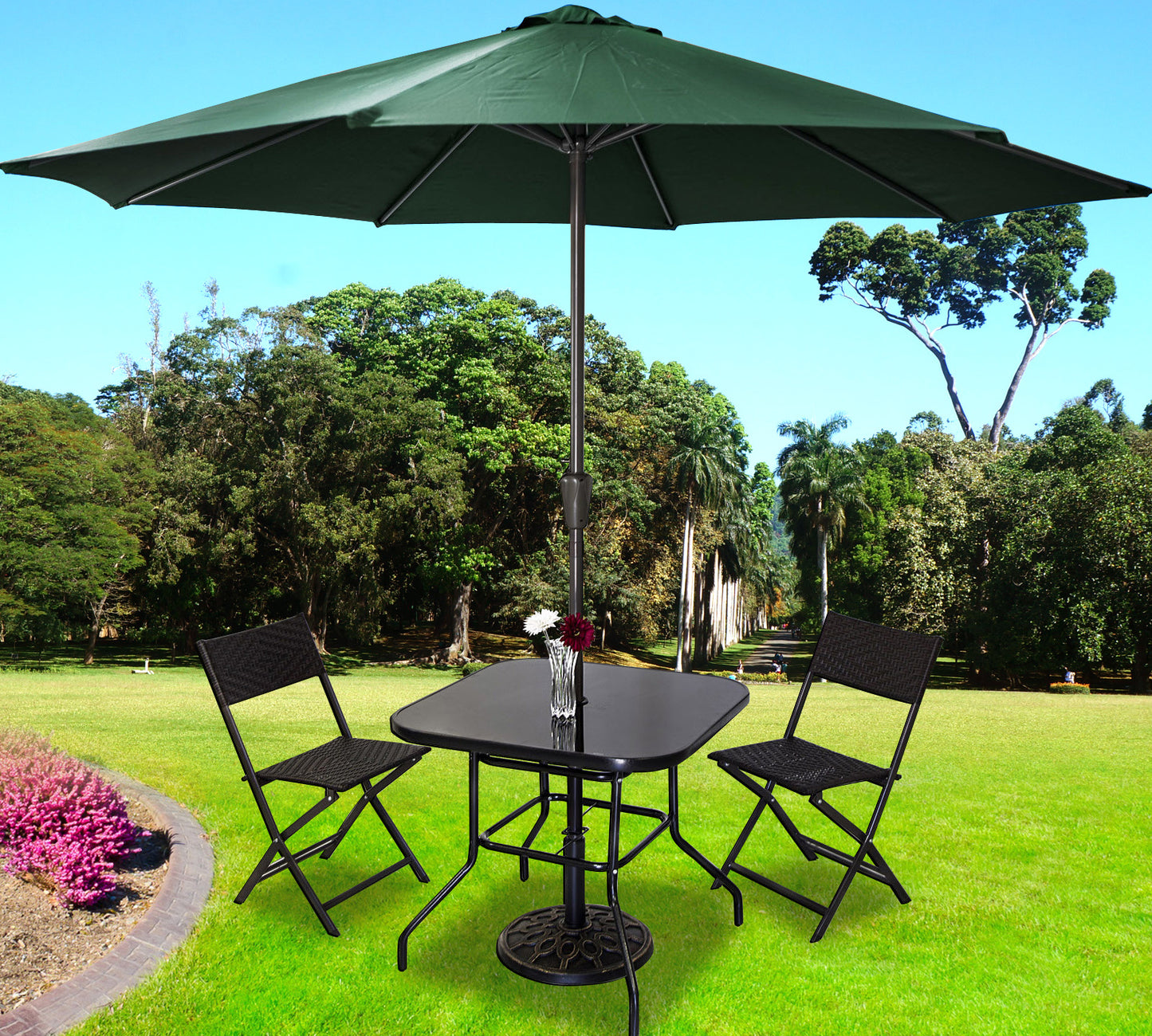 Alfresco 3m Steel Outdoor Garden Patio Market Umbrella (Green)