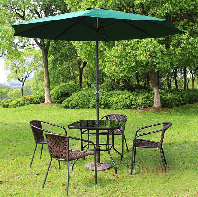 Alfresco 3m Steel Outdoor Garden Patio Market Umbrella (Green)