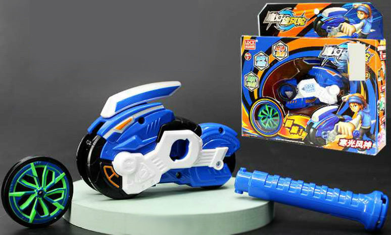 Magic Motorbike Spinner Wheel Spinning Top Burst Toy (Blue)