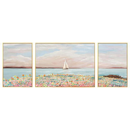 3-Pieces Set Paintings Seaside Dream Aluminium Framed Canvas Wall Art