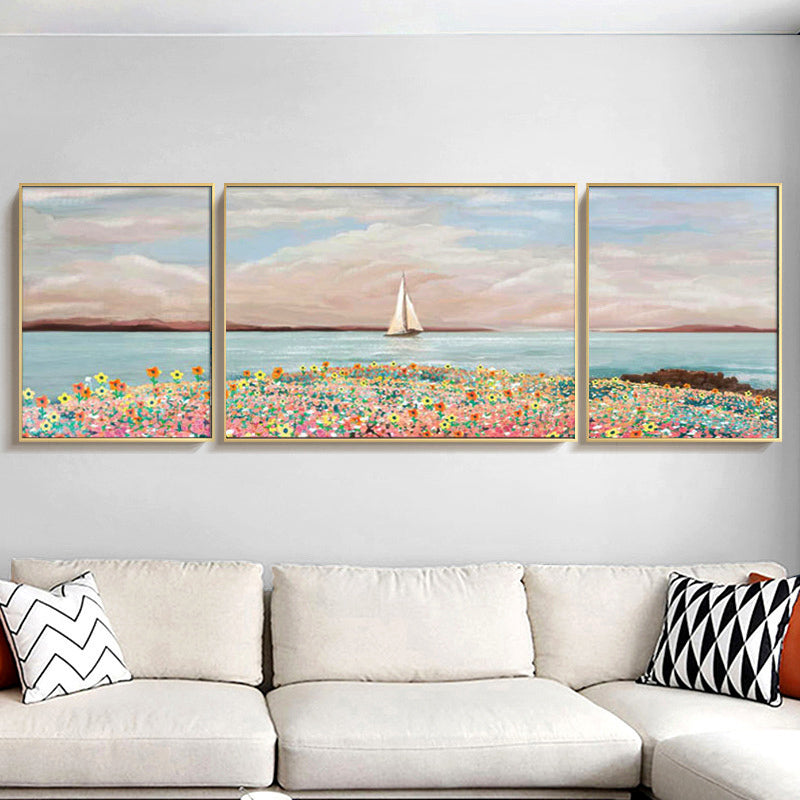 3-Pieces Set Paintings Seaside Dream Aluminium Framed Canvas Wall Art