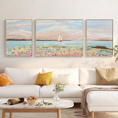 3-Pieces Set Paintings Seaside Dream Aluminium Framed Canvas Wall Art