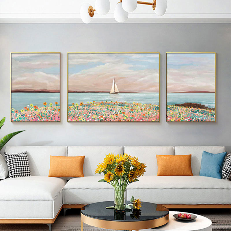 3-Pieces Set Paintings Seaside Dream Aluminium Framed Canvas Wall Art