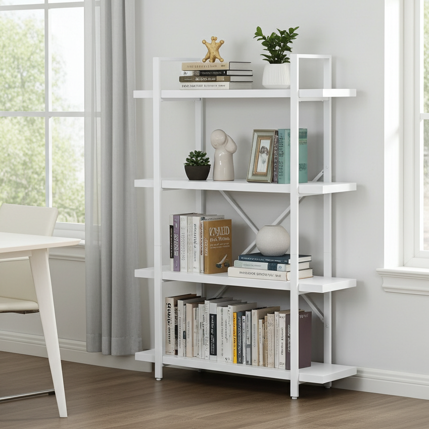 Envision 4-Tier Bookcase Storage Shelf Organizer (White)