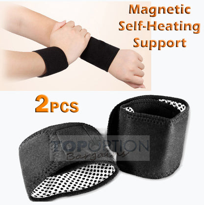 2PCS Tourmaline Self Heating Magnetic Wrist Support Splint Brace Protection Strap Pain Relief