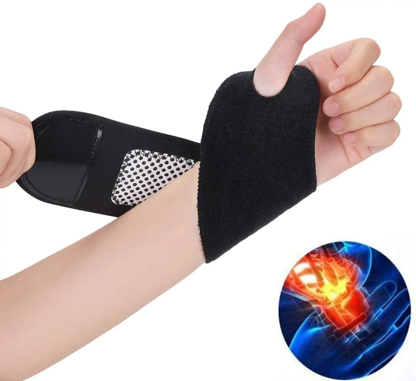 2PCS Tourmaline Self Heating Magnetic Wrist Support Splint Brace Protection Strap Pain Relief