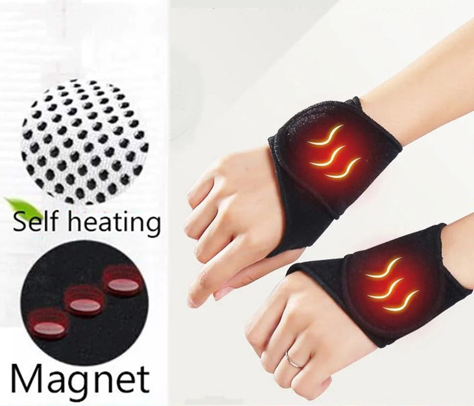 2PCS Tourmaline Self Heating Magnetic Wrist Support Splint Brace Protection Strap Pain Relief