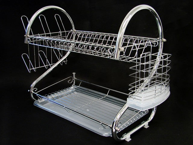 2-Tier Steel Dish Drying Rack Kitchen Organizer