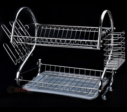 2-Tier Steel Dish Drying Rack Kitchen Organizer