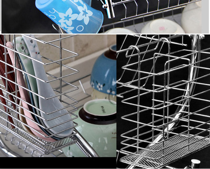 2-Tier Steel Dish Drying Rack Kitchen Organizer