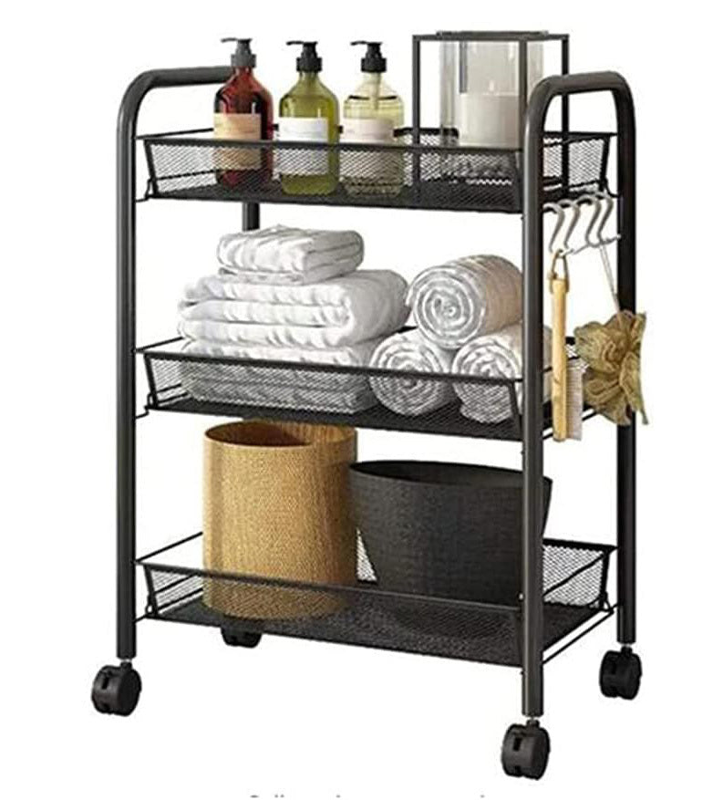 3 Tier Steel Multipurpose Storage Shelf Utility Cart Kitchen Trolley