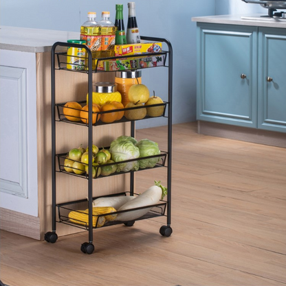 4 Tier Steel Multipurpose Storage Shelf Utility Cart Kitchen Trolley