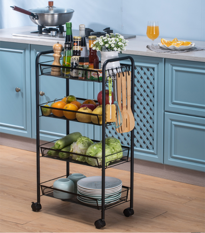 4 Tier Steel Multipurpose Storage Shelf Utility Cart Kitchen Trolley