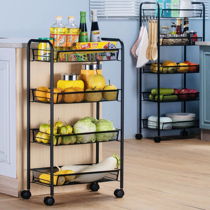 4 Tier Steel Multipurpose Storage Shelf Utility Cart Kitchen Trolley