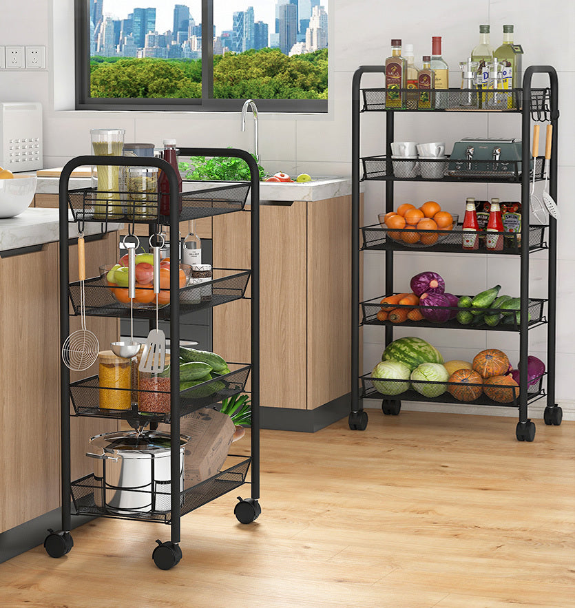 4 Tier Steel Multipurpose Storage Shelf Utility Cart Kitchen Trolley