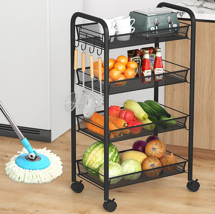 4 Tier Steel Multipurpose Storage Shelf Utility Cart Kitchen Trolley