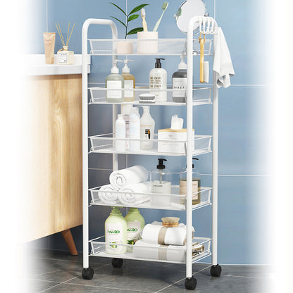 4 Tier Steel Multipurpose Storage Shelf Utility Cart Kitchen Trolley (White)