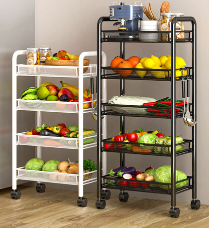 4 Tier Steel Multipurpose Storage Shelf Utility Cart Kitchen Trolley (White)